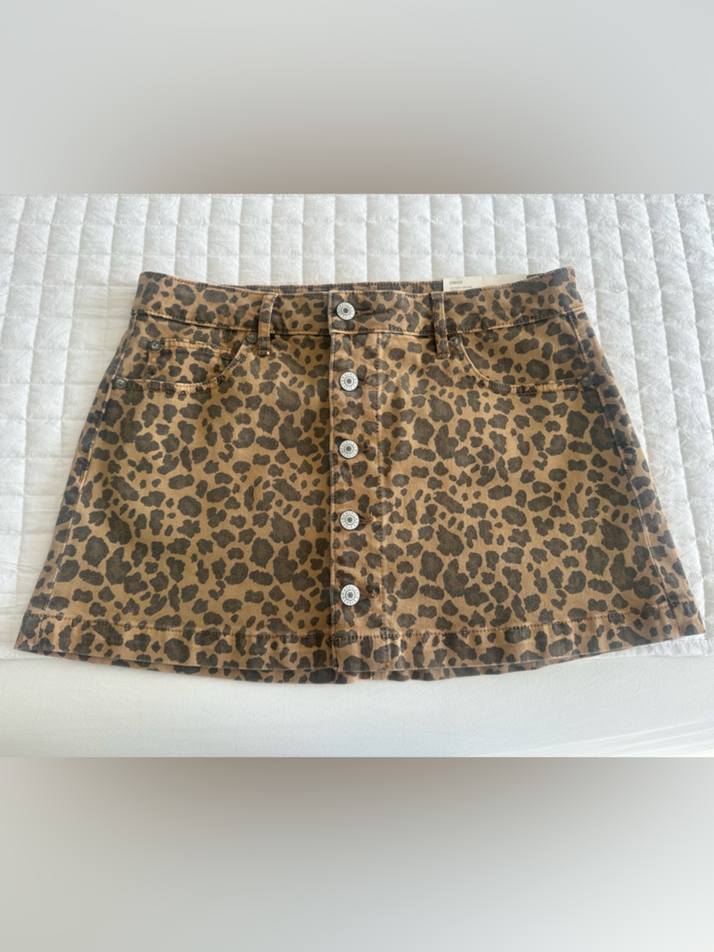 NWT American Eagle Leopard Print Button-Front Mini Skirt - Brown Size 4